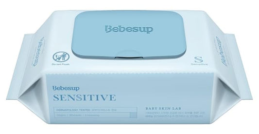 BEBESUP-Korea’s #1 Sensitive Baby Wipes -Hypoallergenic Water-based Unscented Alcohol-Free Extra-Thick Organic Superfood Extracts Plant- Based for sensitive skin Flip-Top (1 Pack)