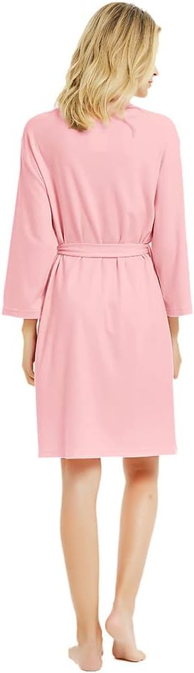 U2SKIIN Womens Robes, 100% Cotton Lightweight Robes 3/4 Sleeves Kimono Knit Soft Loungewear Short Bathrobe