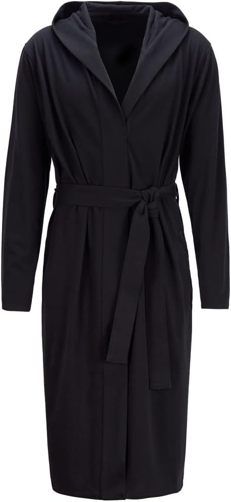 HOLOVE Men's Pure Cotton Bathrobe Lightweight Kimono and Hooded Spa Robes Soft Sleepwear