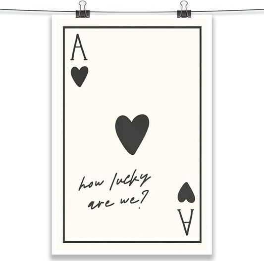 Vintage How Lucky Are We Wall Art Trendy Poker Posters Minimalist Ace of Hearts Decor Funny Inspirational Quotes Canvas Prints Lucky You Pictures for Dorm Bedroom Home Aesthetic 20x30in Unframed
