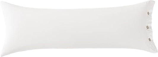 JELLYMONI Pillowcase Body Cotton 1pc Button Cream White Pillow Case 20×54in 100% Washed Cotton Soft Breathable Pillow Covers(Pillows are not Included)