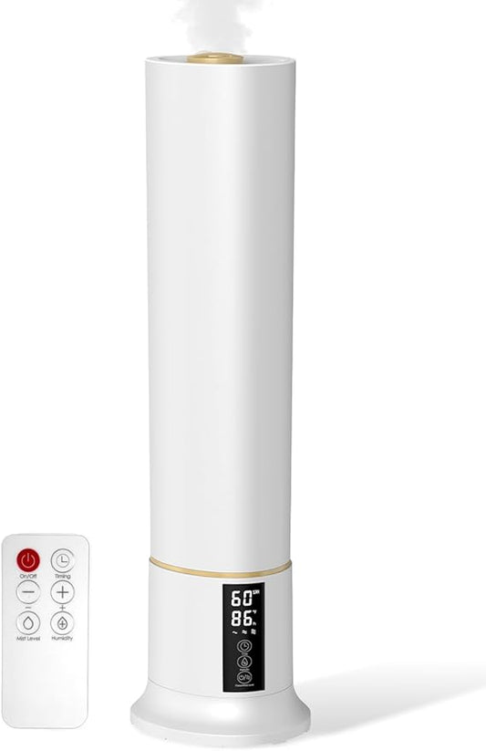 Humidifier Large Room,2.4Gal Cool Mist Humidifiers for Bedroom 9L High Capacity 24dB Quiet Air Humificador fit Removable Water Tank 360° Adjustable, Top Fill & Easy Clean with Remote Control (White)
