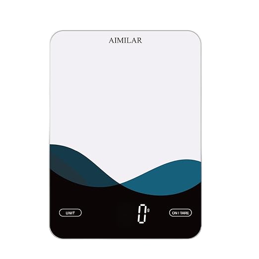 AIMILAR Smart Kitchen Scale - 10kg/22lb Rechargeable Food Scale with Nutritional Calculator, Calorie Counting, Tare Function, USB-C Charging, in g/lb:oz/oz/ml, LED Display, Tempered Glass