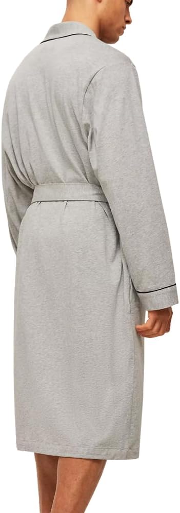 HOLOVE Men's Pure Cotton Bathrobe Lightweight Kimono and Hooded Spa Robes Soft Sleepwear