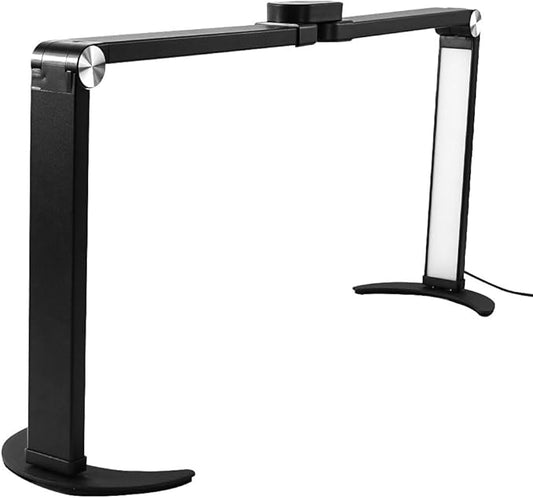 25inch Large Half Moon Light for Nail Tech, 5600K 3 Color Modes Infinitely Knob Arch Nail Light with Phone Holder Charging Function, Foldable Lighted Desk Lamp