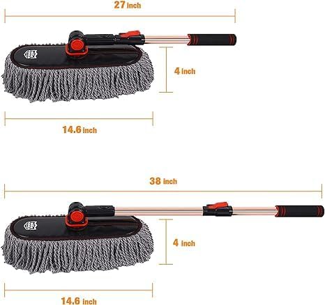 Car Duster Set,Car Duster Exterior Scratch Free with Extendable Handle,Large and Small Auto Brushes Remove Dust for RV and Trucks,Microfiber Interior Brush