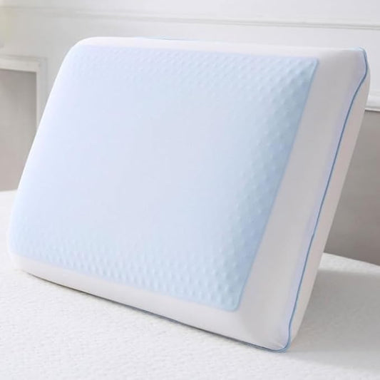 Cool Gel Cooling Pillow for Sleeping, Queen Size Cooling Memory Foam Pillow for Hot Sleepers, Reversible Ergonomic Design, Pressure Relief, Spine Alignment, Side, Back Contouring Support