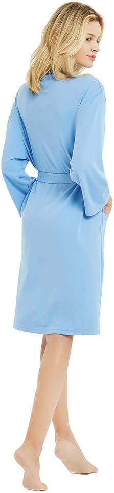 U2SKIIN Womens Robes, 100% Cotton Lightweight Robes 3/4 Sleeves Kimono Knit Soft Loungewear Short Bathrobe