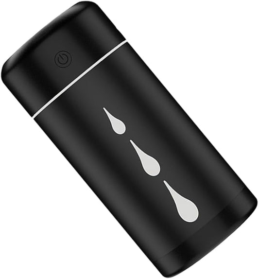 Riloer Desk Cool Mist Humidifiers, Portable Car Humidifier Diffuser with Star Night Light, Mini Humidifier Essential Oil for Car Office Desktop Bedroom (Black)