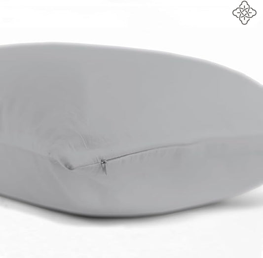 BIOWEAVES 100% Organic Cotton Body Pillow Cover for Body Pillowcases 300 Thread Count Soft Sateen Weave GOTS Certified with Zipped Closure - 21" x 54", Glacier Gray