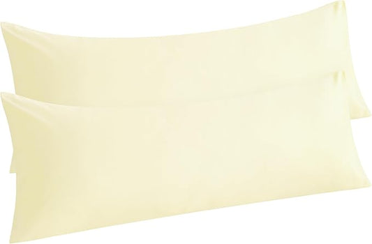 NTBAY Body Pillow Cases Set of 2, 2 Pack Brushed Microfiber 20x54 Pillow Cases, Soft, Wrinkle, Fade, Stain Resistant Ivory Pillow Cases with Envelope Closure, 20x54 Inches, Ivory