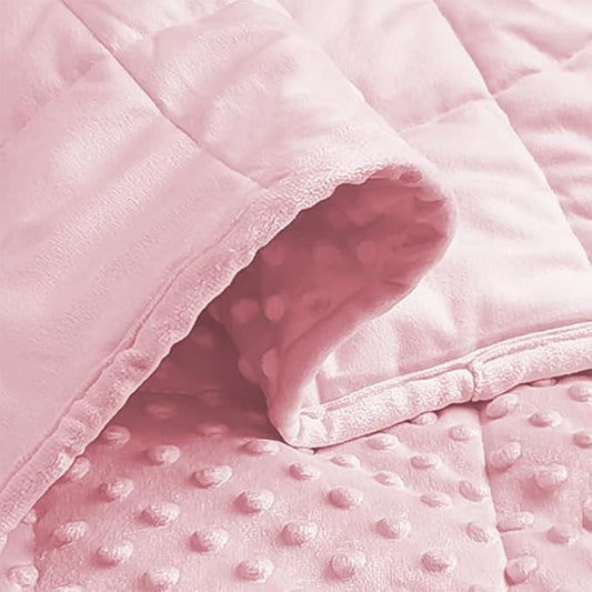ALANSMA Reversible Weighted Blanket for All Season, Luxury Velvet, Warm and Cool, Adult 10Lb Pink Weighted Blanket, Enjoy Sleeping Anywhere(Pink,48"x72" 10lbs)