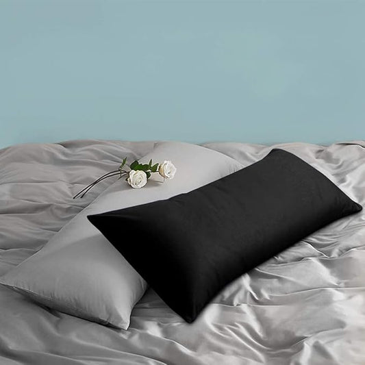 FLXXIE Body Pillow Cover - Super Soft Microfiber 20x54 Body Pillow Case - Envelope Closure, Wrinkle, Stain Resistant Black Body Pillow Cover, 20x54, Black