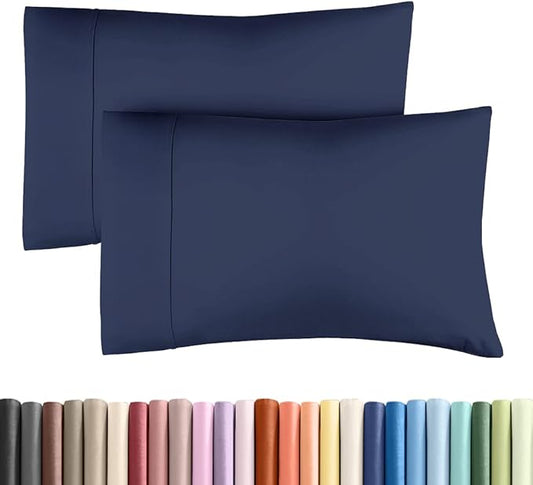King Pillow Cases - 2 Pack - Super Soft Pillowcase Covers - Envelope Enclosure - Hotel Quality Pillow Protectors - Wrinkle Free, Shrink and Stain Resistant - Machine Washable - 20" x 40" (Navy Blue)