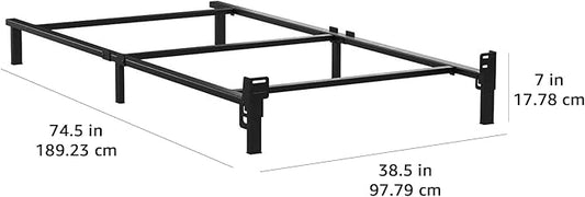 Amazon Basics Metal Twin Size Bed Frame(Box Spring Required), 6-Leg Base for Box Spring and Mattress Support, Tool-Free Easy Assembly, Black