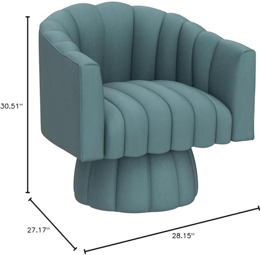 Accent Chair Mid Century 360 Degree Swivel Chair,Modern Lounge Sofa Round Barrel Chair with Wide Upholstered,Fluffy Velvet Fabric Chairs for Home Sofa Living Room/Bedroom/Waiting Room (Blue)