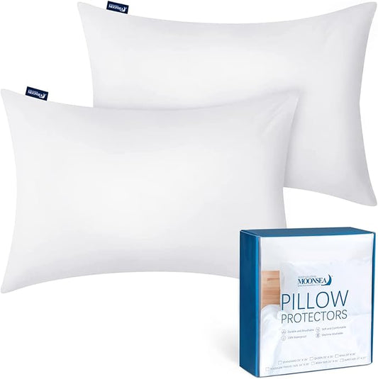 Toddler / Travel Pillow Protector Cover Zippered 2 Pack Waterproof Fit for Pillows 13x18 and 14x19 Pillow