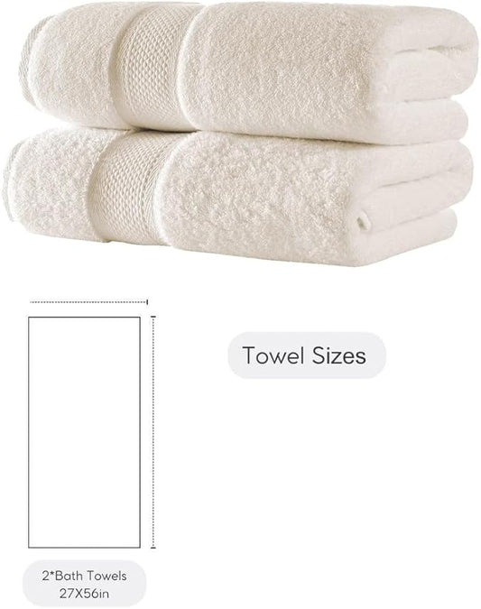 BAGNO MILANO Turkish Towels Luxury Hotel-Spa Towel Set, Non-GMO 100% Turkish Cotton | Ultra Soft Plush Absorbent Towels (Cream, 2 Pcs Bath Towel Set)