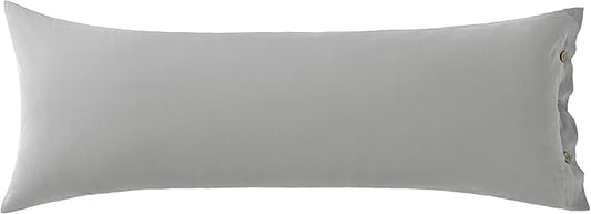 JELLYMONI Pillowcase Body Cotton 1pc Button Light Grey Pillow Case 20×54in 100% Washed Cotton Soft Breathable Pillow Covers(Pillows are not Included)