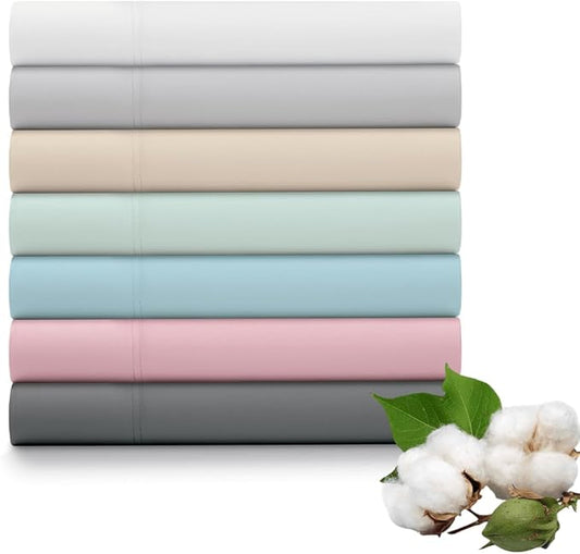 Ella Jayne Percale Sheets Twin (3 Pieces) Permium 100% Cotton Percale TC300, Hotel Luxury Collection, Deep Pockets and Cooling Twin Sheets Set Breathable Cotton Percale (Charcoal)