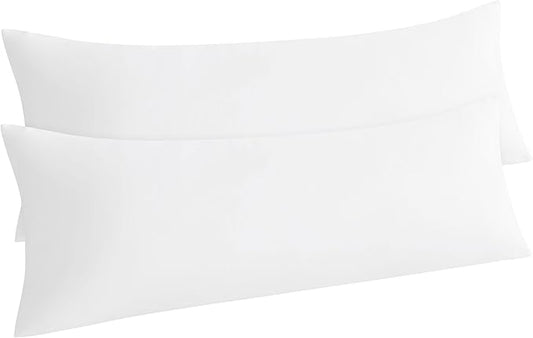 NTBAY Body Pillow Cases Set of 2, 2 Pack Brushed Microfiber 20x54 Pillow Cases, Soft, Wrinkle, Fade, Stain Resistant White Pillow Cases with Envelope Closure, 20x54 Inches, White