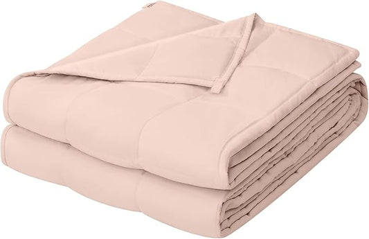 ZonLi Weighted Blanket for Adults (60"x80", 15lbs, Light Pink) Queen Size High Breathability Cooling Heavy Blanket, Soft Material with Premium Glass Beads, All-Season, Easy Care