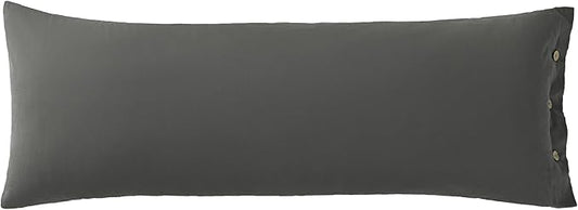 JELLYMONI Pillowcase Body Cotton 1pc Button Grey Pillow Case 20×54in 100% Washed Cotton Soft Breathable Pillow Covers(Pillows are not Included)