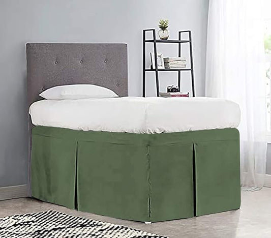 600TC -Dorm Bed Skirt - Split Corner Tailored Dorm Sized Bed Skirt - Dorm Room Essentials - Dorm Bed Skirt 100% Egyptian Cotton - Dorm Décor Bed Skirt Twin XL - 30" Drop (Moss, Solid)