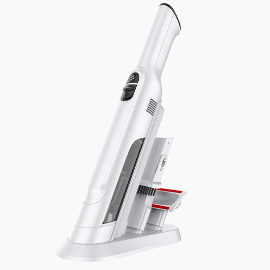 Handheld Vacuum Cordless, Lightweight 1.4lb with Powerful Suction, Charging Dock, Single Touch Empty and Detachable Dust Cup (Creamy White)