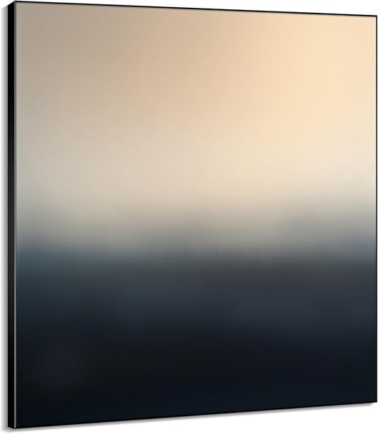 72"x72" XL Framed Wall ArtMinimalist Beige to Black Gradient Abstract Color Fade (Frame Assembly Required)