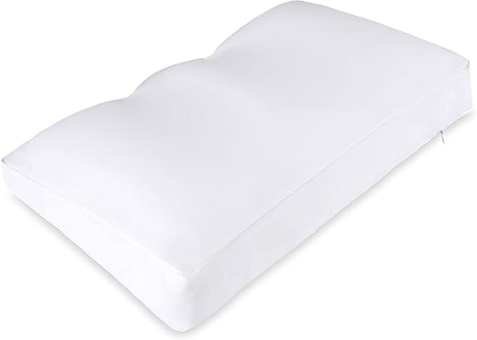 PILLOWY Premium Microbead Bed Pillow, Large Extra Fluffy But Supportive - Ultra Comfortable Sleep with Silk Like Anti Aging Cover 85% Spandex/ 15% Nylon Breathable, Cooling White