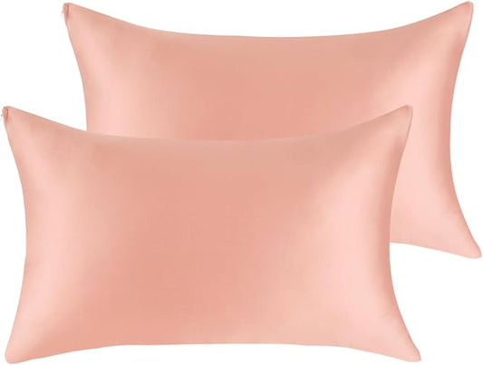 Cotton Pillow Protectors/Cases King Size with Zipper 2 Pack Blush Pink Color,Cooling & Breathable Bed Pillow Protectors Set of 2 Pillow Cases Cover (King Size 20" x 40")