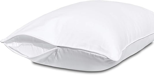 Pillow Protectors with Zipper Standard Size-100% Cotton Pillowcases for Hair and Skin, Comfort Soft Pillow Case Protector for Easy Care, White Pillow Cases Covers with Hidden Zipper, 1 Pack/20X26