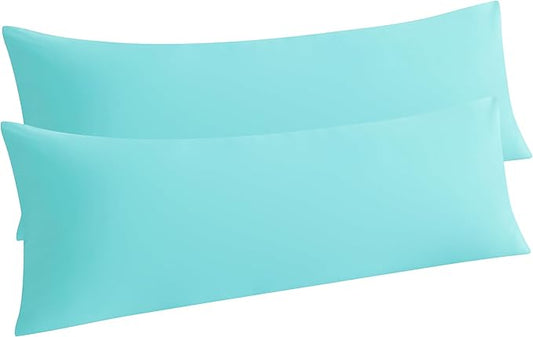 NTBAY Body Pillow Cases Set of 2, 2 Pack Brushed Microfiber 20x54 Pillow Cases, Soft, Wrinkle, Fade, Stain Resistant Aqua Pillow Cases with Envelope Closure, 20x54 Inches, Aqua