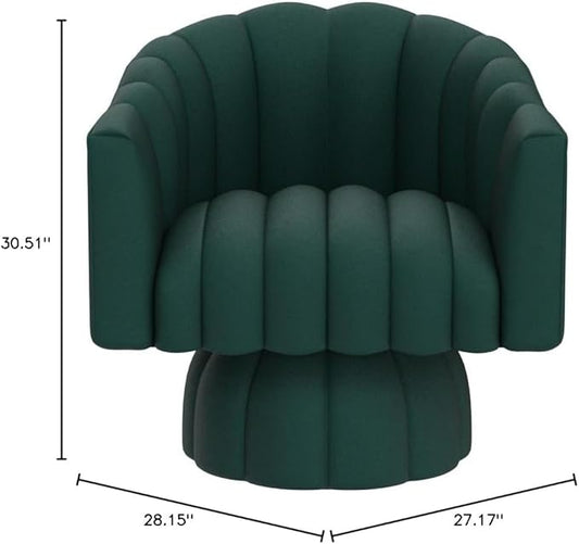 Mid Century 360 Degree Swivel Cuddle Barrel Accent Sofa Chairs, Round Armchairs with Wide Upholstered, Fluffy Velvet Fabric Chair for Living Room, Bedroom, Office, Waiting Rooms, (Green)