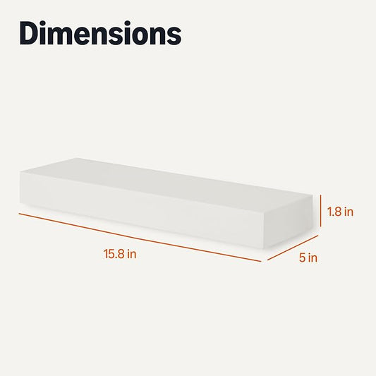 Amazon Basics Wood Floating Wall Shelves, Pack of 3, White, 15.8" x 5" x 1.8"