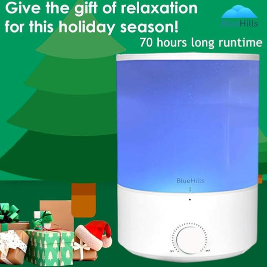 BlueHills Premium 4000 ml XL Essential Oil Diffuser 4L 4 Liter 70 Hour Run Humidifier Aromatherapy 1 Gallon Big Capacity High Mist Output for Large Room Home Mood Lights Long Run Diffuser White E401