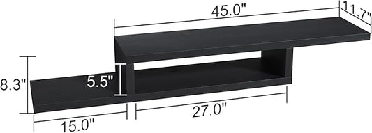 ChooChoo Floating TV Stand Shelf, Wall Mount Entertainment Center, 60” Media Console Stand for Living Room, Bedroom, Black