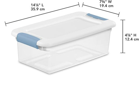 Sterilite 12-Pack Latching Box, Under Bed Storage Bins with Lids, Clear Plastic, 6 Quart - Heavy-Duty Organizing Containers for Closet, Bathroom, and Office