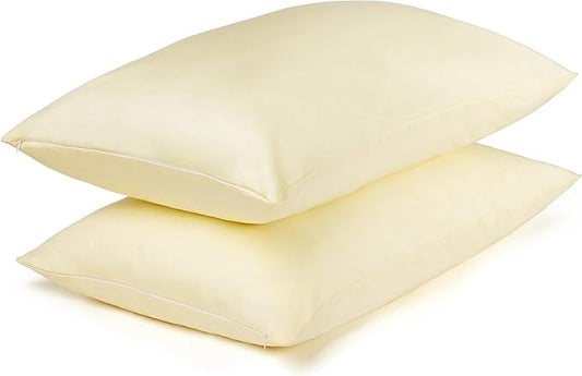 Cotton Pillow Protectors/Cases King Size with Zipper 2 Pack Ivory Color,Cooling & Breathable Bed Pillow Protectors Set of 2 Pillow Cases Cover (King Size 20" x 40")