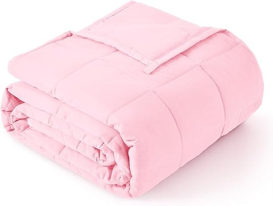 Topblan Weighted Blanket 15 pounds, Soft Cooling Weighted Blanket Full Size for Adults, Breathable Comfort Blanket with Glass Beads for Bed Sofa All Season, 48 x 72 inches, Pink