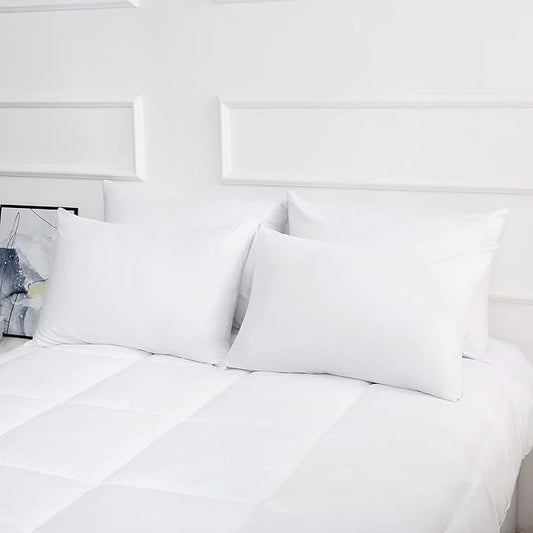 Sleep Better with White Cotton Pillowcases Set of 4 - Queen Size Pillow Cases with Zipper 400 Thread Count Cooling & Breathable Pillow Protectors 20" x 30"