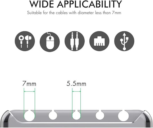 AHASTYLE Cable Organizer Holder 5 Slots Desktop Cord Wire Clips Keeper for Organizing USB Cable/Power Cord/Wire Home Office and Car (Grey)