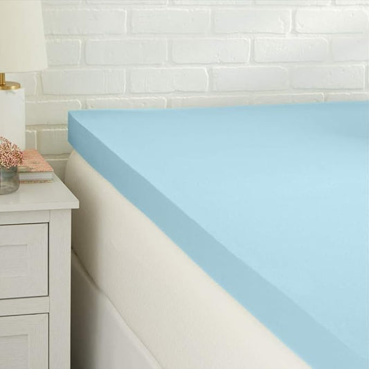 Amazon Basics Twin XL Mattress Topper, Cooling Gel-Infused, CertiPUR-US Certified, 3 Inches, Blue
