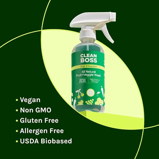 CleanBoss - Eat Cleaner, 12 oz (3 Pack) with one Trigger - Keeps Produce Fresh, Vegan, Gluten Free