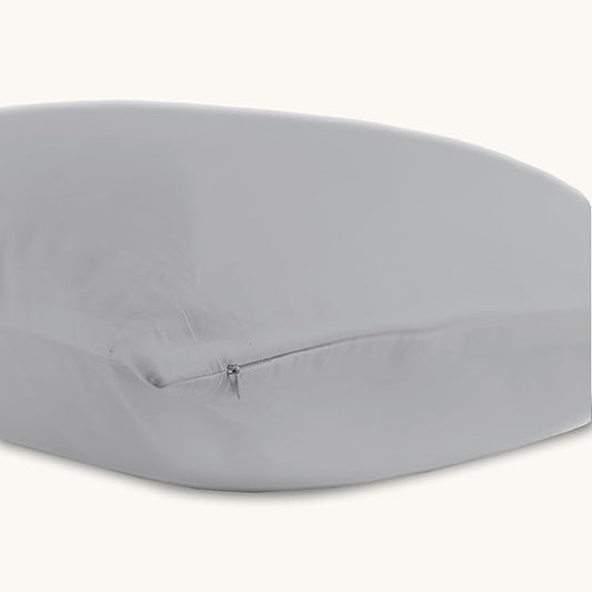 Bioweaves 100% Organic Cotton Body Pillow Case Cover with Zipper for Body Pillow | 300 Thread Count, Soft Sateen Weave, GOTS Certified | 21x54 Inches, Glacier Gray, Set of 2