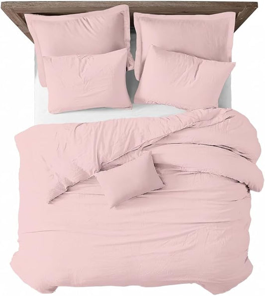 Kotton Culture 3 Pc Duvet Cover Queen Size/Full Size Set-100% Egyptian Cotton Sateen 600 Thread Count Ultra Soft Premium Durable Comforter Cover Zipper Closure & Corner Ties- (Pink Blush, 90" X 90")