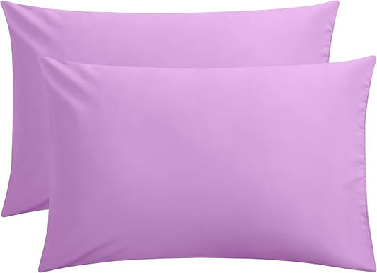FLXXIE Microfiber Pillow Cases Queen Size Set of 2, Soft Pillowcases with Envelope Closure, Wrinkle Resistant Pillow Covers, 20x30, Lavender
