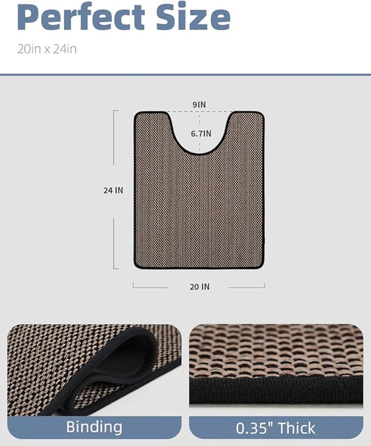 PADOOR Braided Toilet Rugs U Shaped, Non Slip Toilet Mats for Bathroom Floor Machine Washable Super Absorbent Contour Bath Rugs for Toilet Mat Quick Dry U Shaped Toilet Rug, 20''x24'' Black