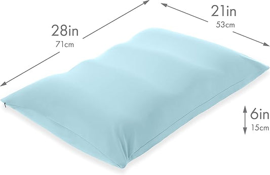 Cover Only for Premium Microbead Bed Pillow, X-Large Extra Smooth - Ultra Comfortable Sleep with Silk Like Anti Aging Cover 85% Spandex/ 15% Nylon Breathable, Cooling Sweet Baby Blue